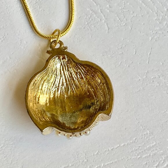 Crystal Ladybug Necklace Gold Plated 16-18" Chain Insect Red Enamel Pearl - Picture 6 of 8